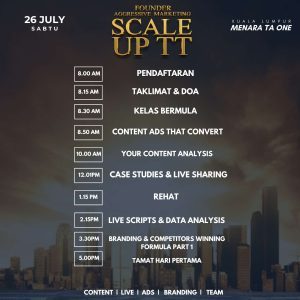 FOUNDER AGGRESSIVE MARKETING SCALE UP TT (SPECIAL TONIGHT – 1 ORANG)