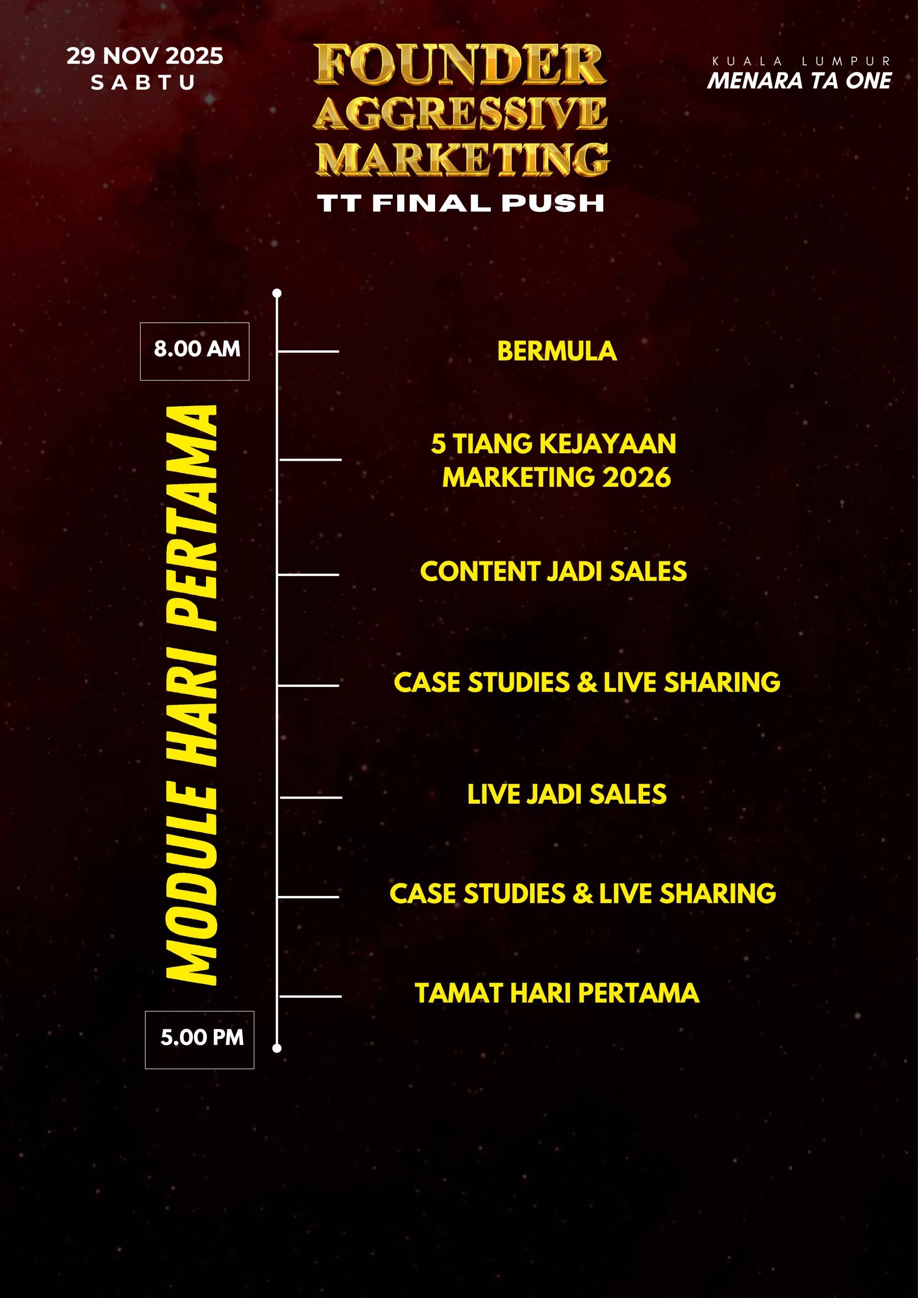 FOUNDER AGGRESSIVE MARKETING TT MENANG DALAM PERSAINGAN (SPECIAL TONIGHT - 2 ORANG) - Image 3